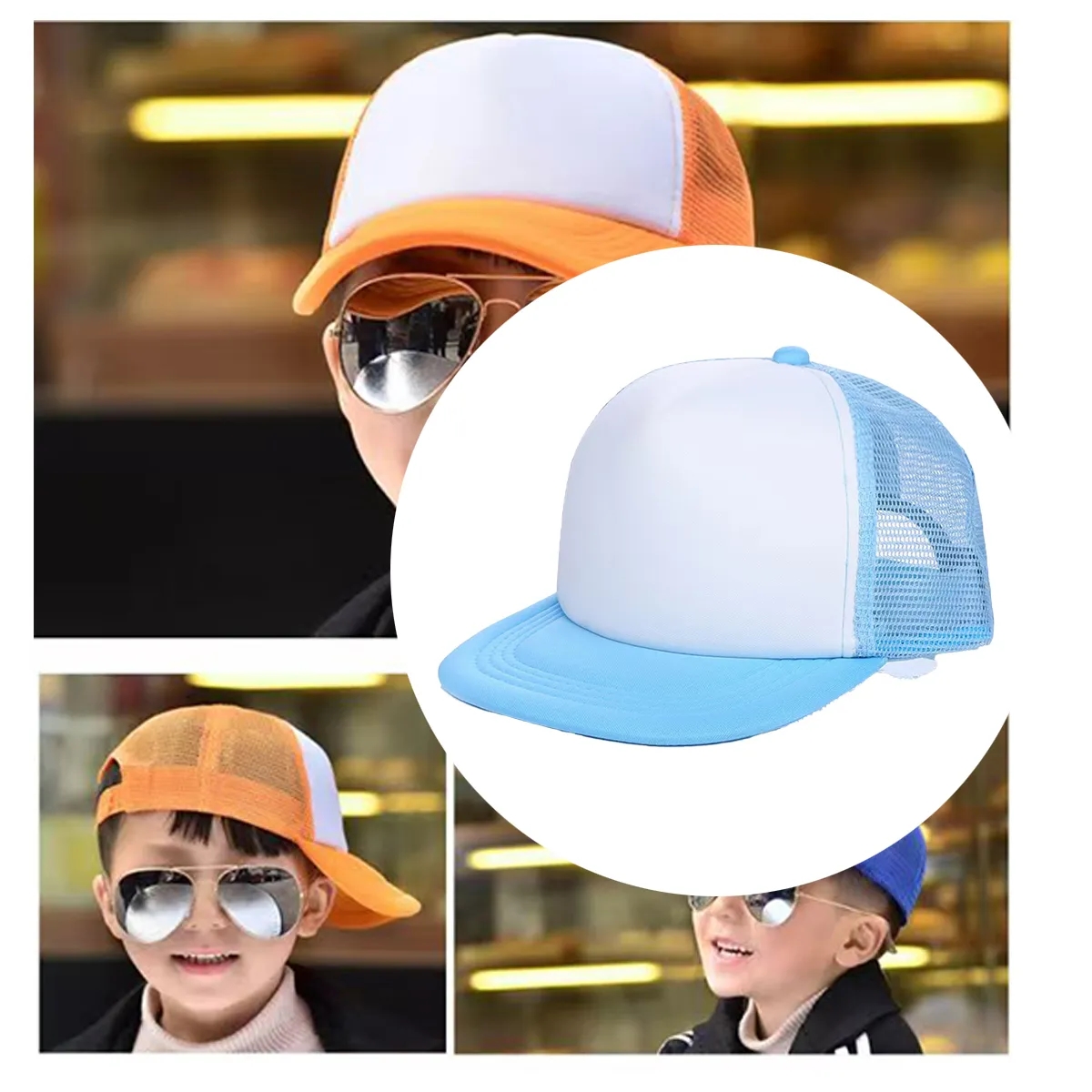 Pink Customizable Flat Bill Mesh Back Trucker Hat 4