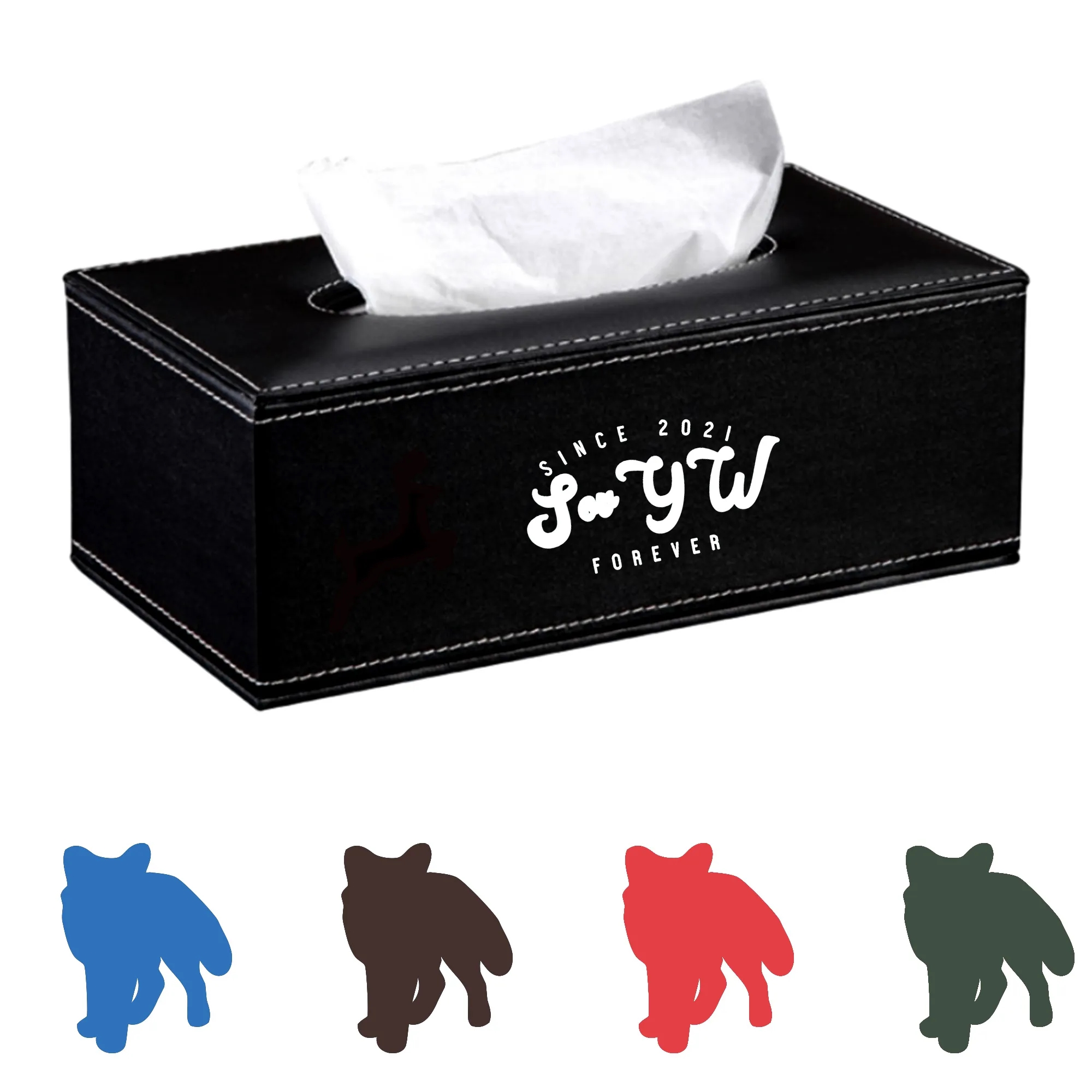 Pu Leather Tissue Box Holder With Magnet