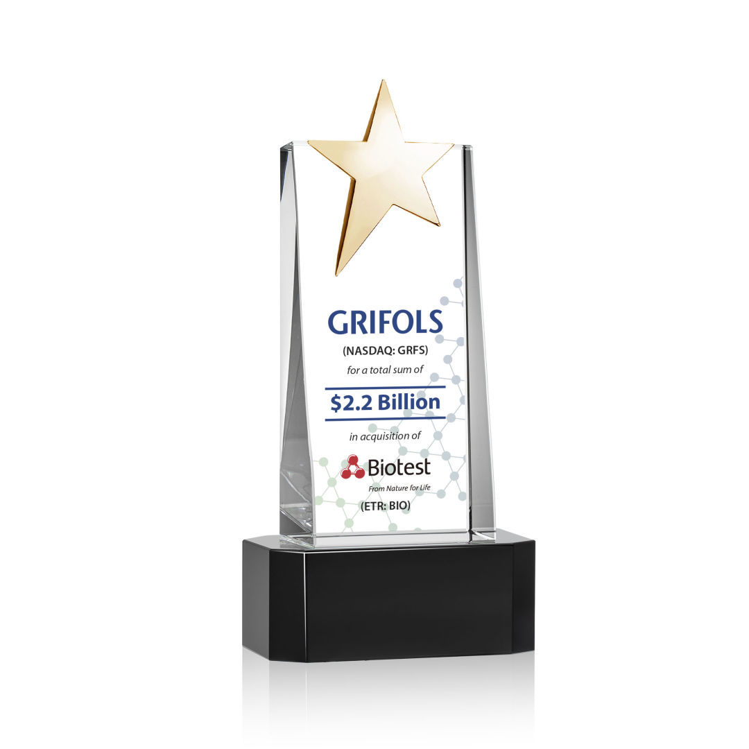Fanshaw Gold Star VividPrint™ Award on Base - Black 18