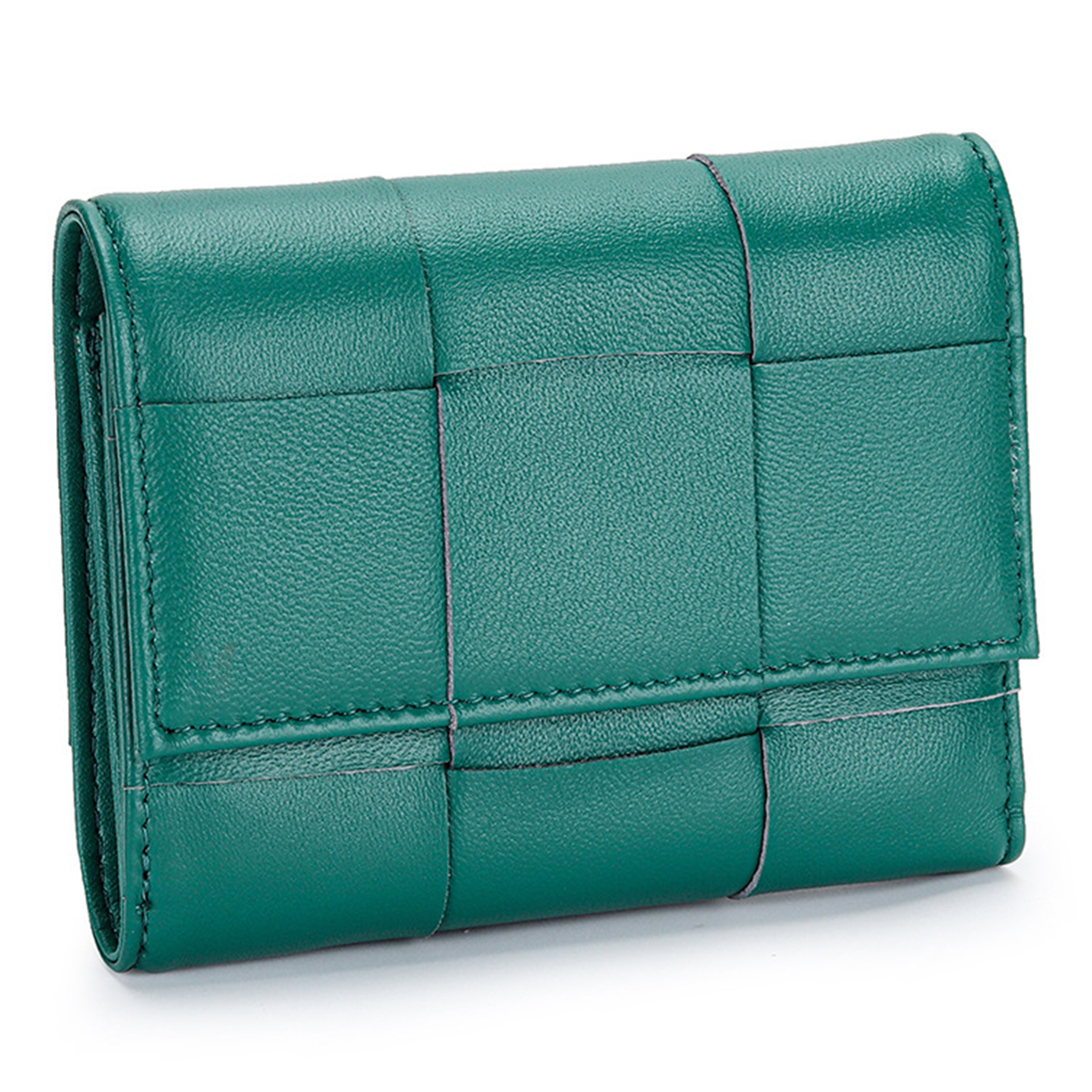Genuine Leather Stylishly woven short coin purse 5