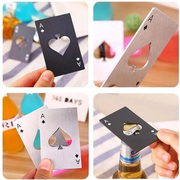 Stainless Steel Poker Card Size Bottle Cap Opener 3