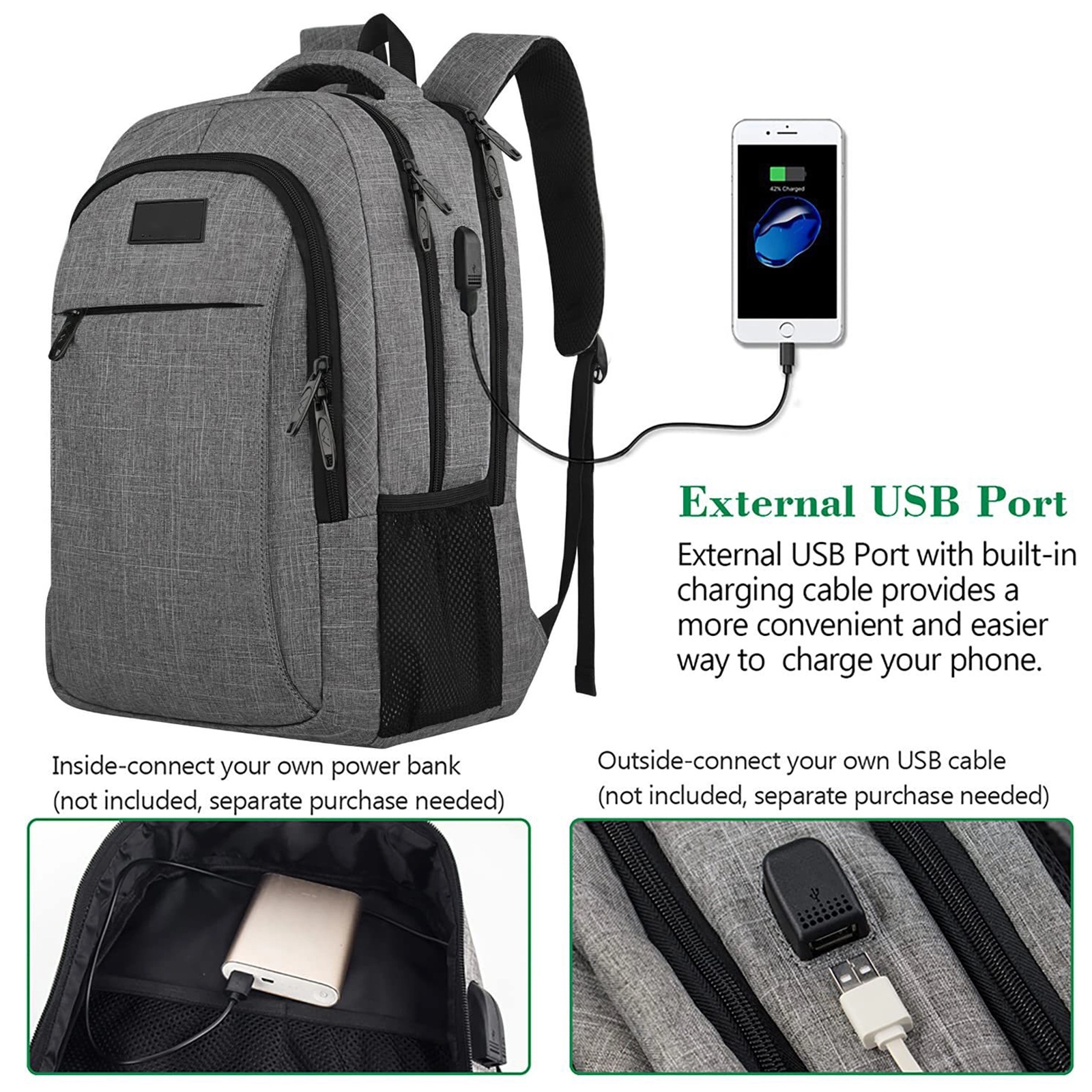 15.6 Inch Laptops Backpack With Usb Charging Port 4