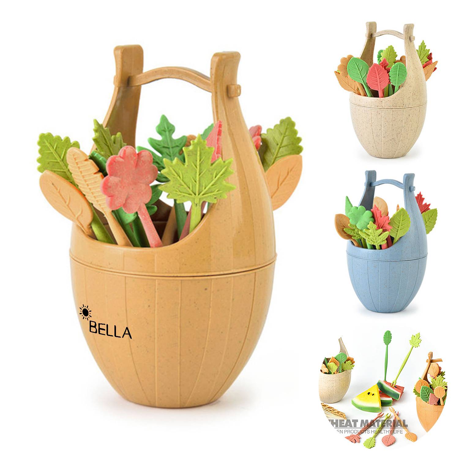 Mini Bucket Fruit Fork Set 7
