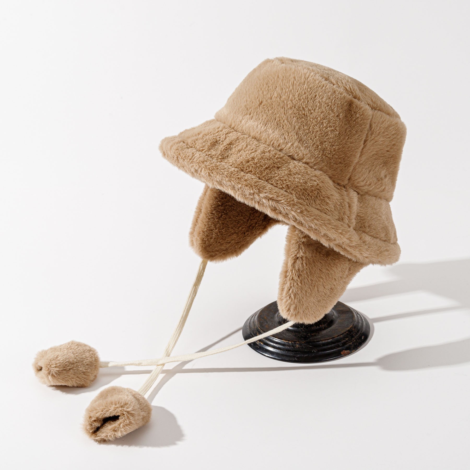 Warm Plush Bucket Hat W/ Removable Earflaps 3