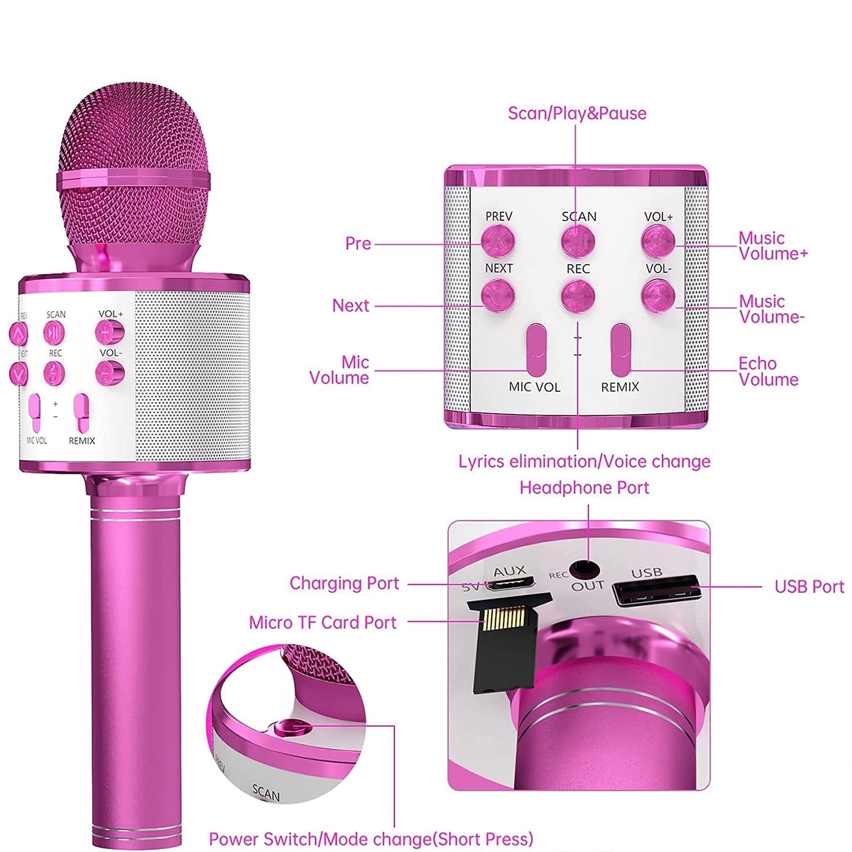 Wireless Bluetooth Karaoke Handheld Microphone 2