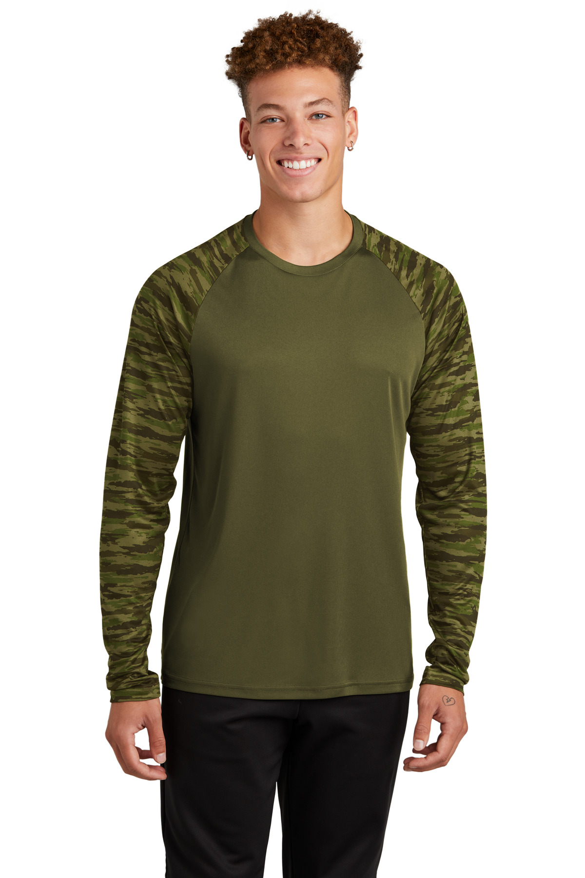Sport-Tek Drift Camo Colorblock Long Sleeve Tee ST376LS 39