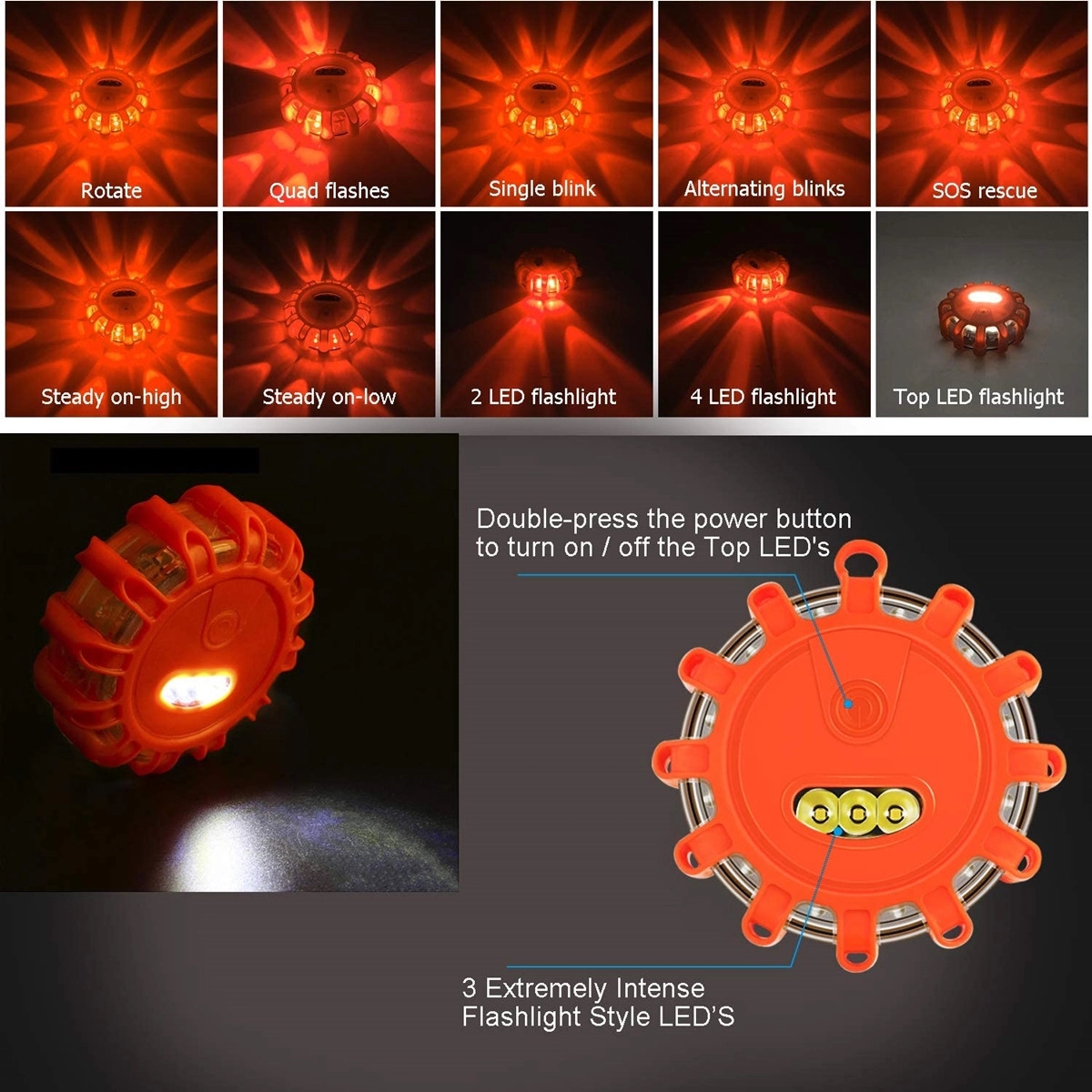 Led Road Emergency Flares With Magnetic 5