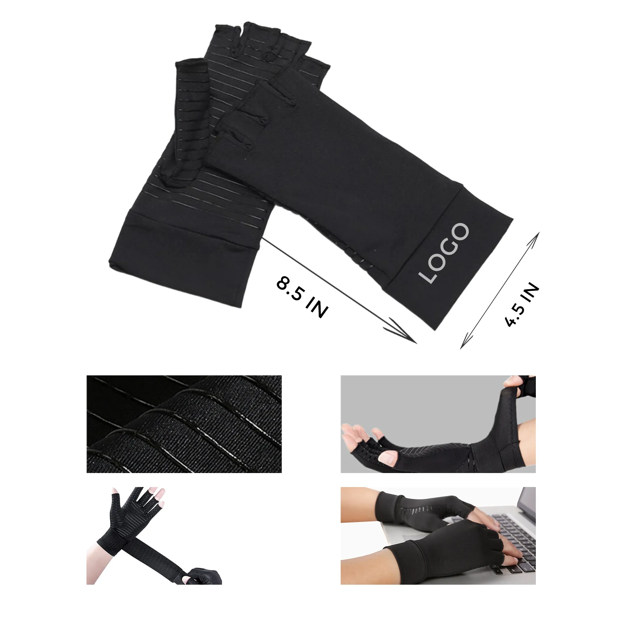 Copper Fiber Fingerless Gloves