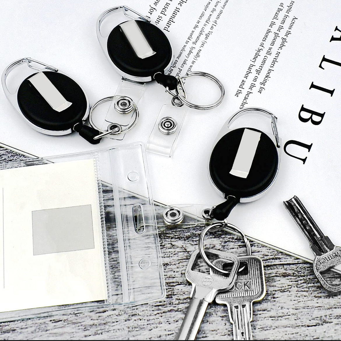 Retractable Badge Reel with Claw Clasp and Clip for Id Card Holders 12