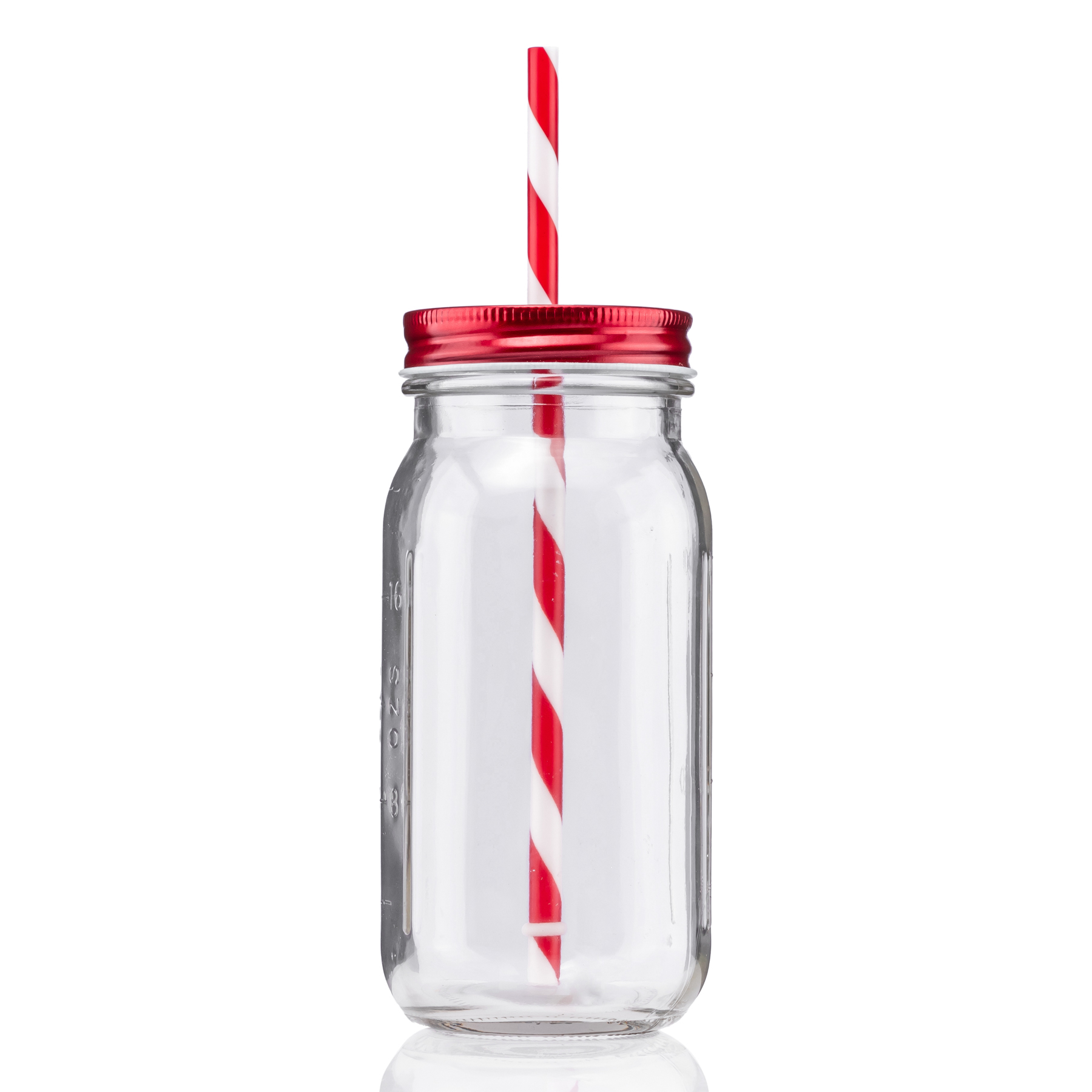 20 oz Mason Jason with Striped Straw Glass 12