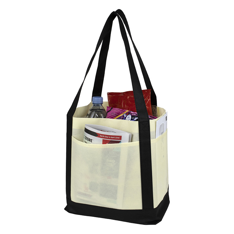 18"W x 12"H x 7" Gusset - "THE CRUISER" Faux Canvas 3-Pocket Value Tote 30