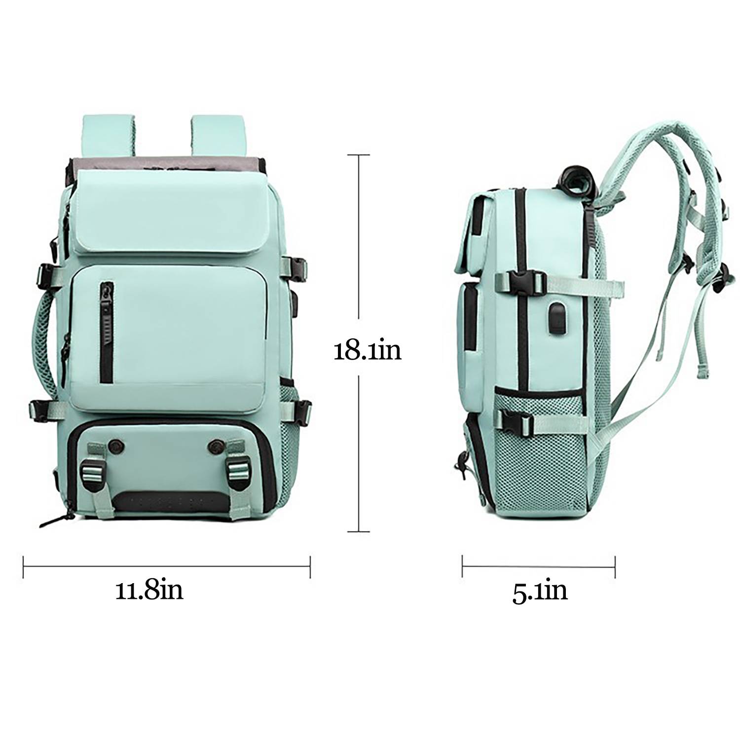 Waterproof Travel Nylon Backpack W/ Usb Port 7