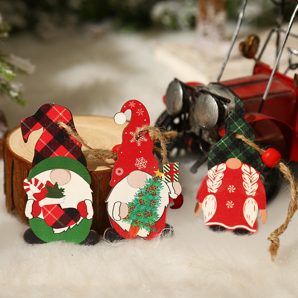 Christmas Santa Claus Household Wooden Pendant Set 5
