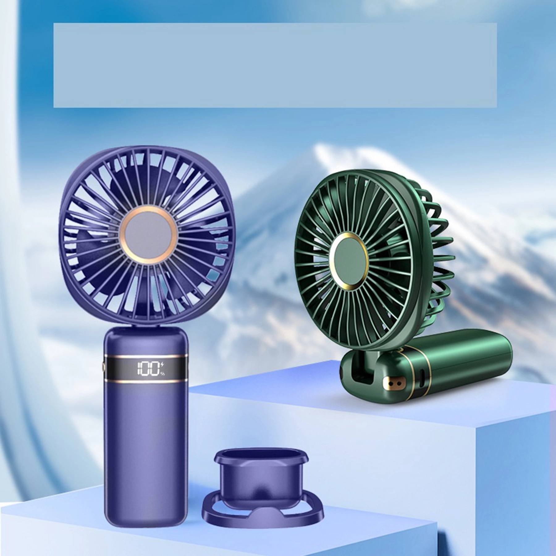 3000 mAh Digital Display Folding Fan with Phone Stand 5