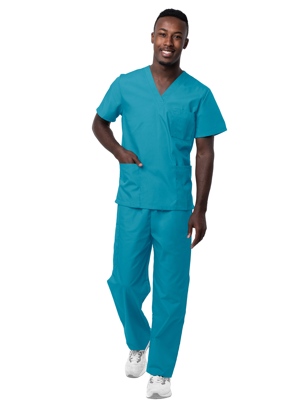 Adar - Sivvan - Unisex V-Neck Top Drawstring Pant Scrub Set 34