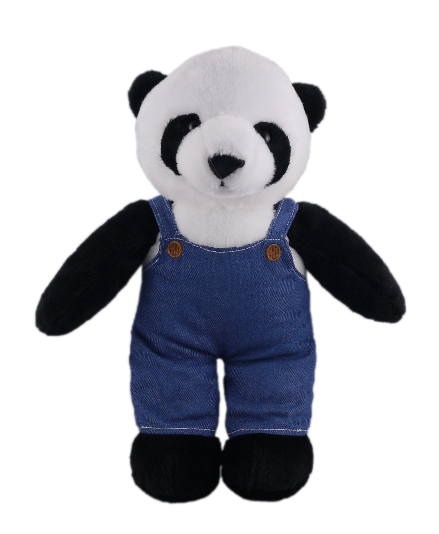 Soft Plush Stuffed Panda in denim overall.