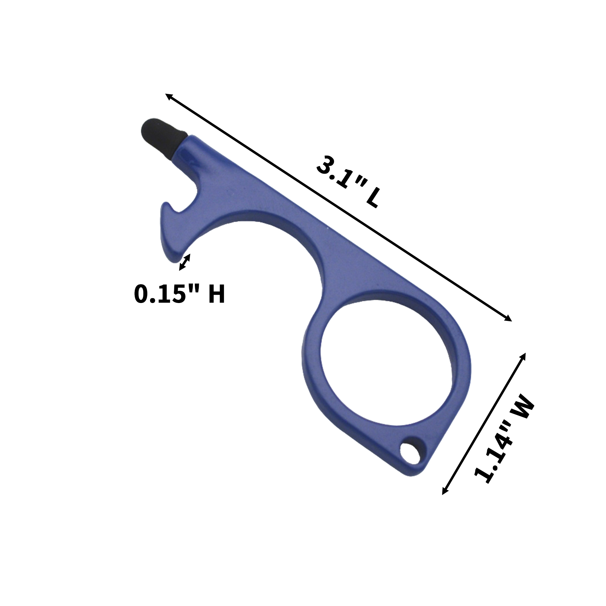 Zinc Alloy Touch Free Door Opener With Silicone Tip 3.1" Length X 1.14" Width X 0.15" He 3