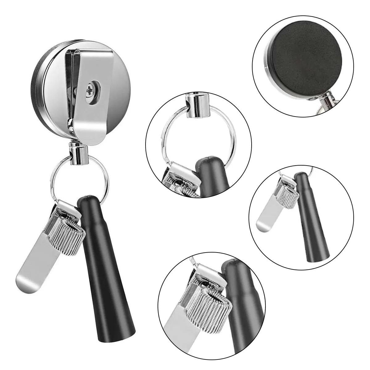 Retractable Badge Reel with Key Ring & Clip 5