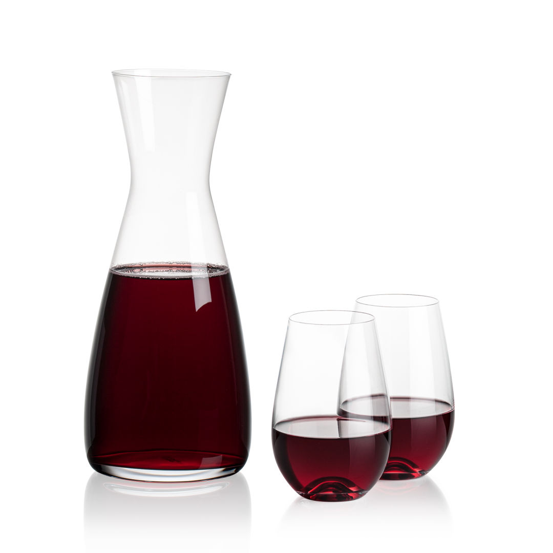 Portofino Carafe & Boston Stemless Wine 4