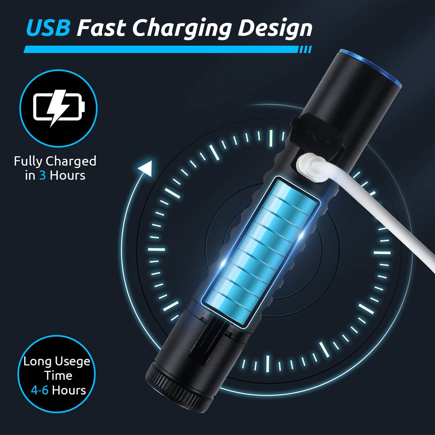 2200mAh Magnetic LED Flashlight – Aluminum for Outdoors 5