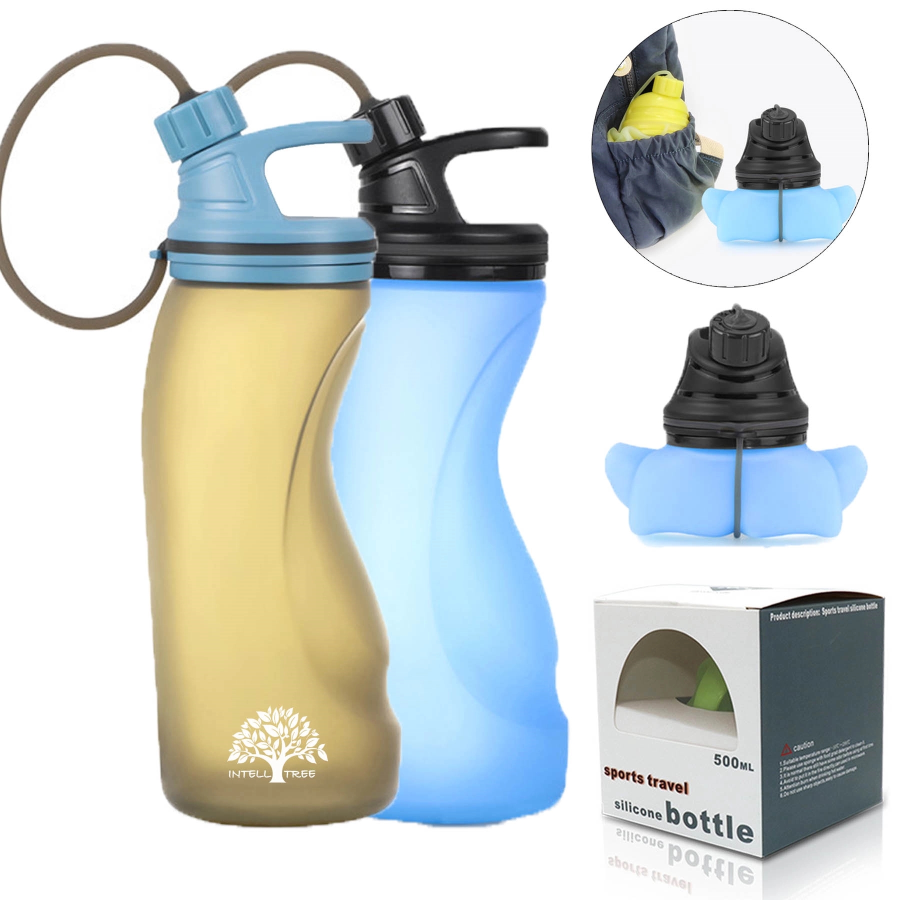 17 Oz Collapsible Water Bottle Food Grade Silicone 5
