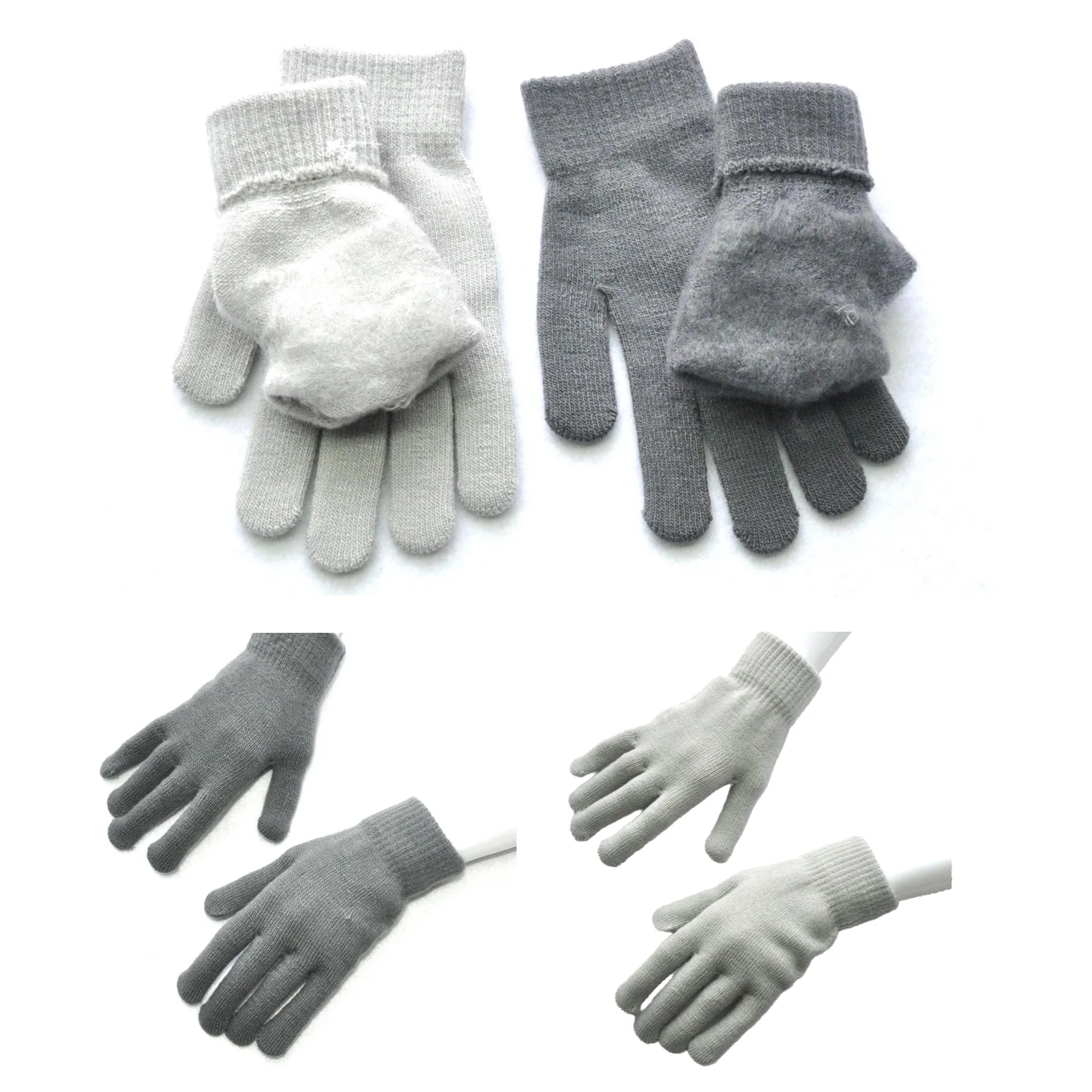 MOQ 50 PCS Winter Solid Color Knitted Gloves 2
