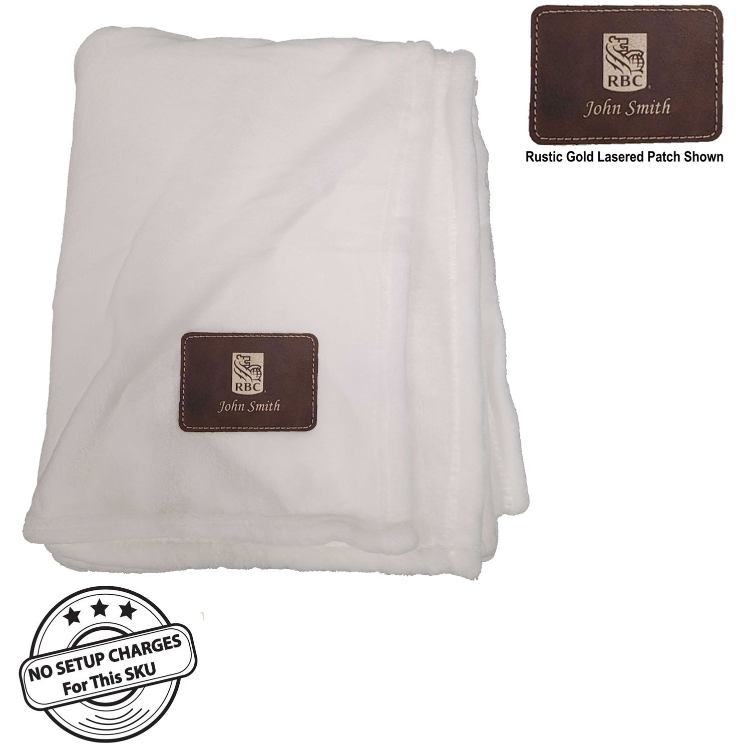 Plush and Cozy Mink Flannel Fleece Blanket, 50x60, with Lasered logo patch, NO SETUP CHARGE 10