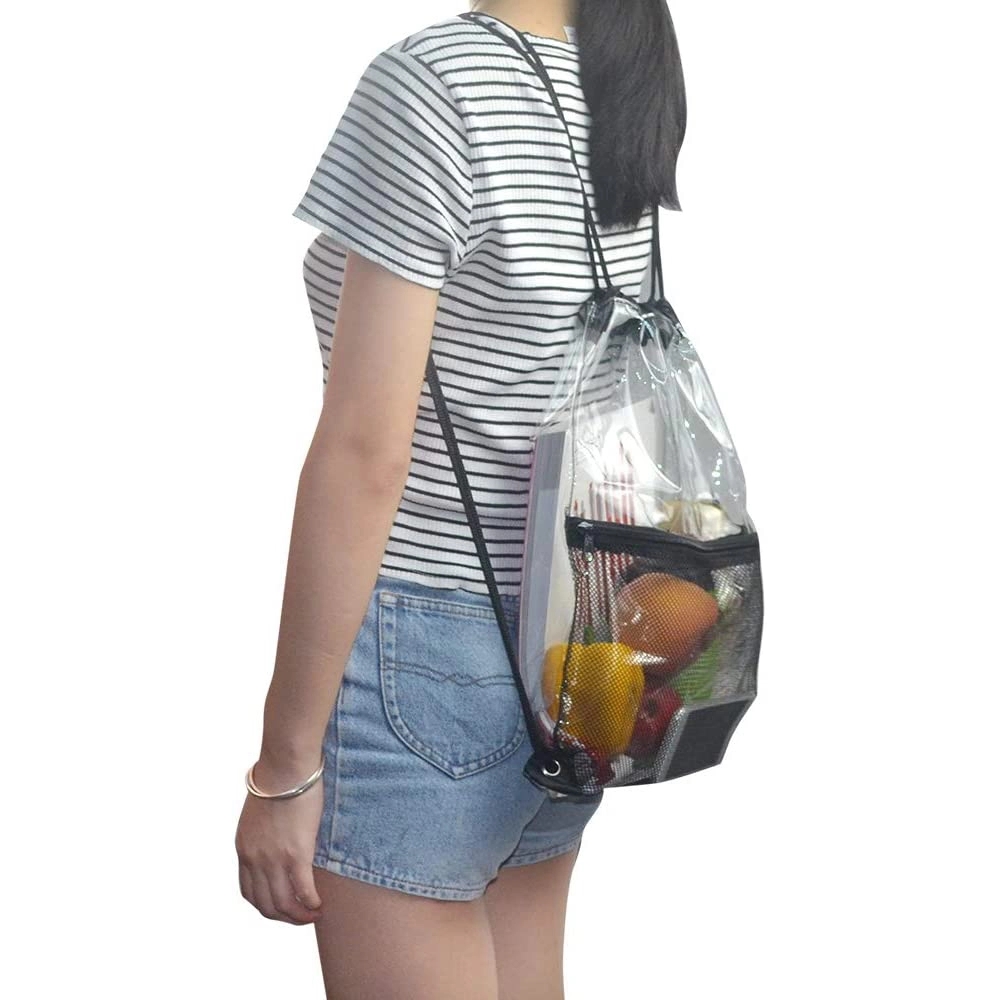 Clear Drawstring Backpack With Mesh Front Pocket 2