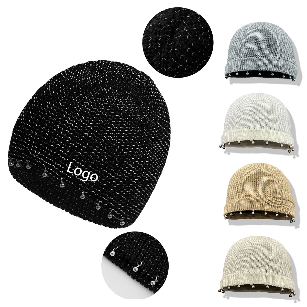 Silver Thread Knit Winter Hat Dope Skull Cap 3