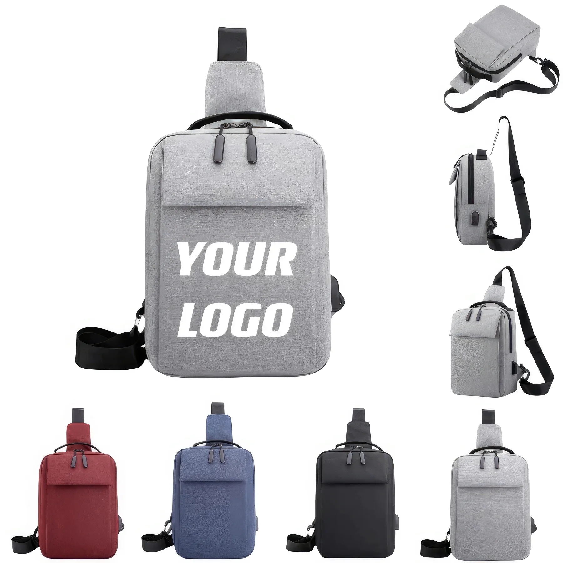 Custom Stylish Shoulder Bag Crossbody With USB Charging Port 2