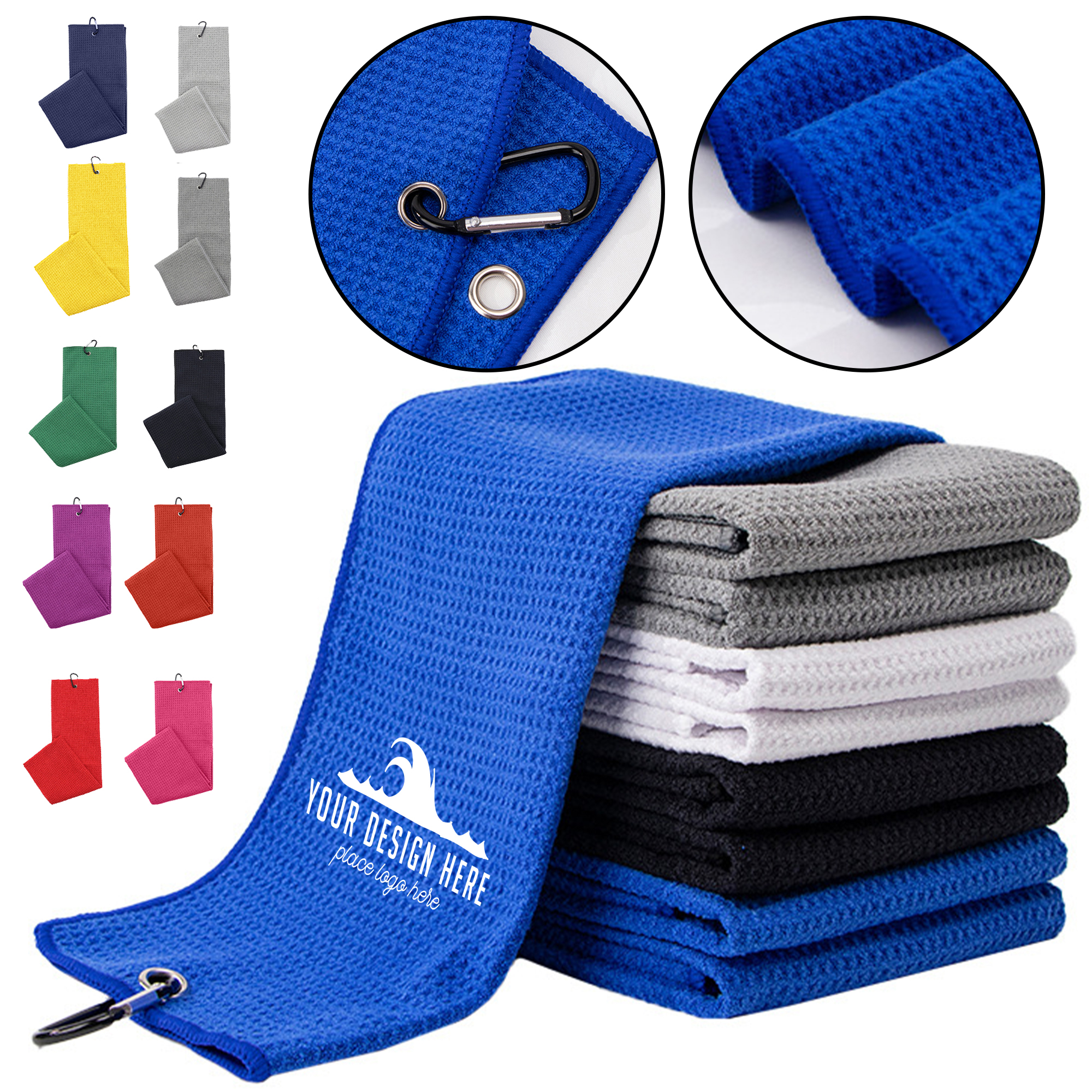 Waffle Golf Towel Custom Sport Beach Microfiber Fast Dry 1