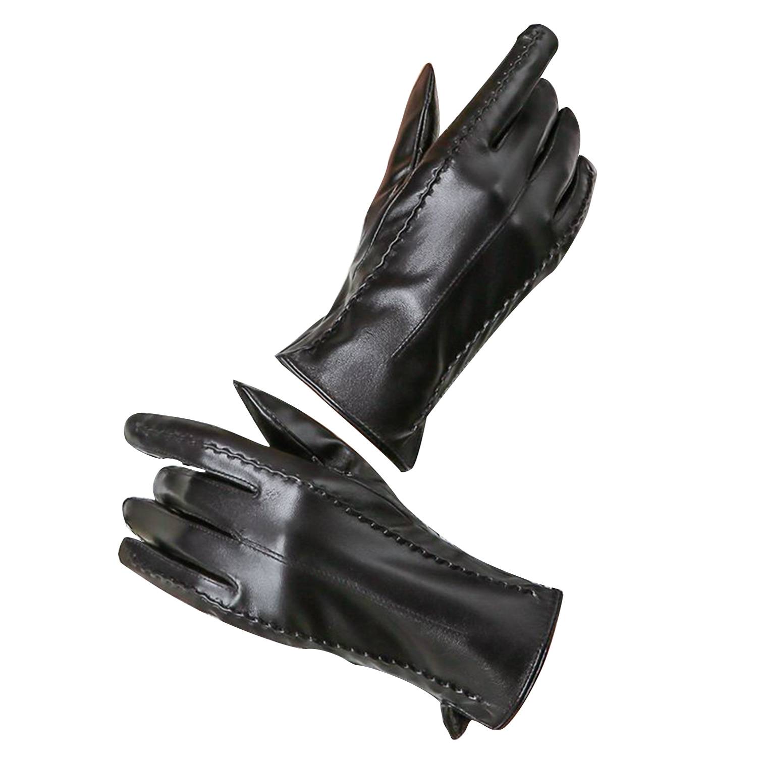 Women Touch Screen Leatherette Warm Gloves 6