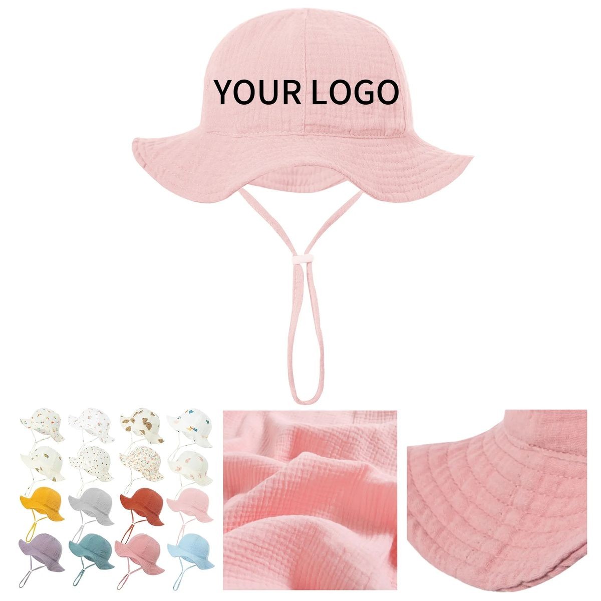 Infant Cotton Hat with Chin Strap 1