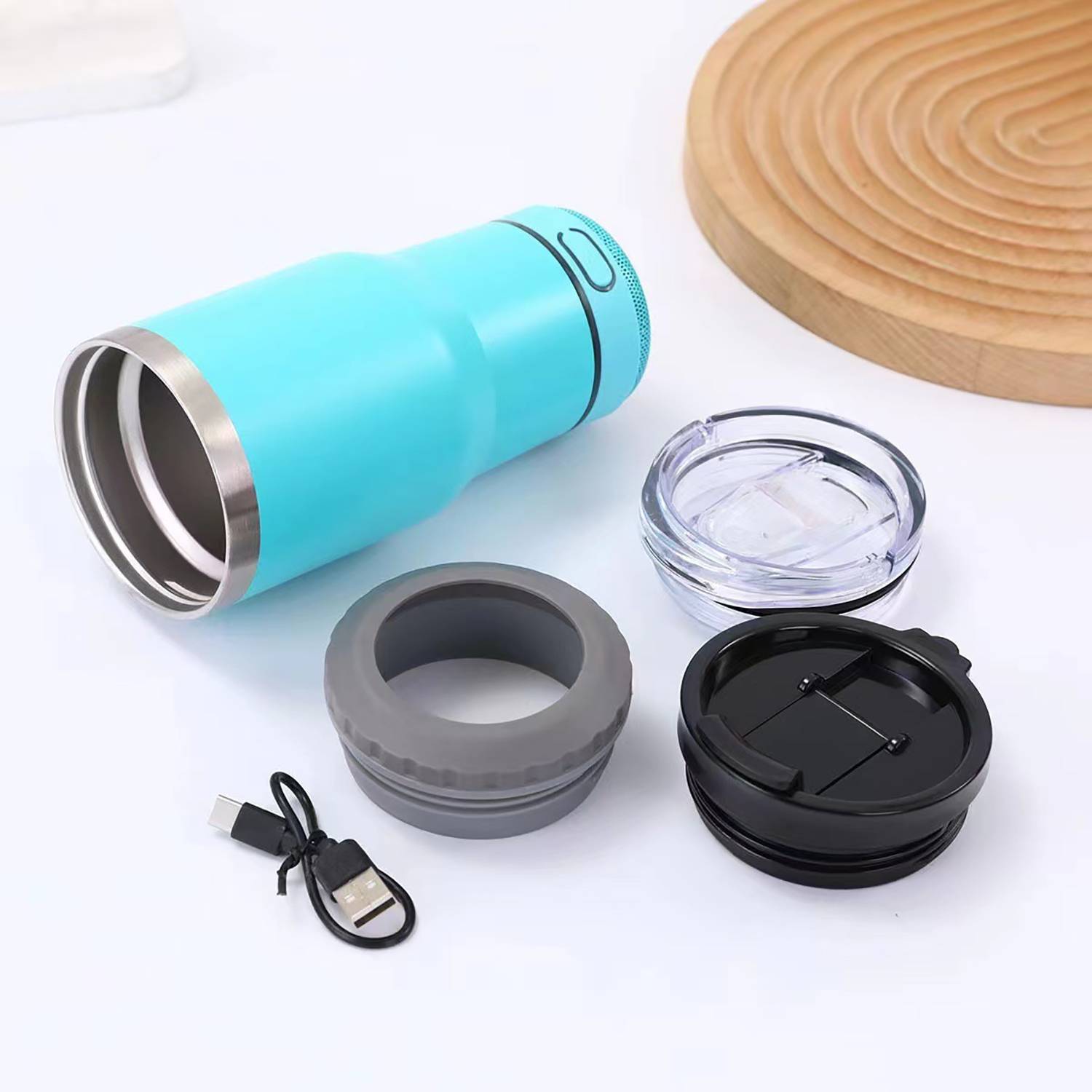 14oz Smart Stainless Steel Travel Mug with Bluetooth Speaker 9