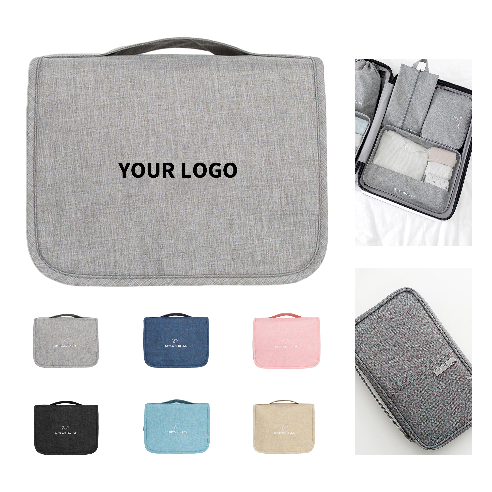 U Shape Zipper Hanging Travel Toiletry Organizer 8.9" Length X 3.4" Width X 16.8" Height 3