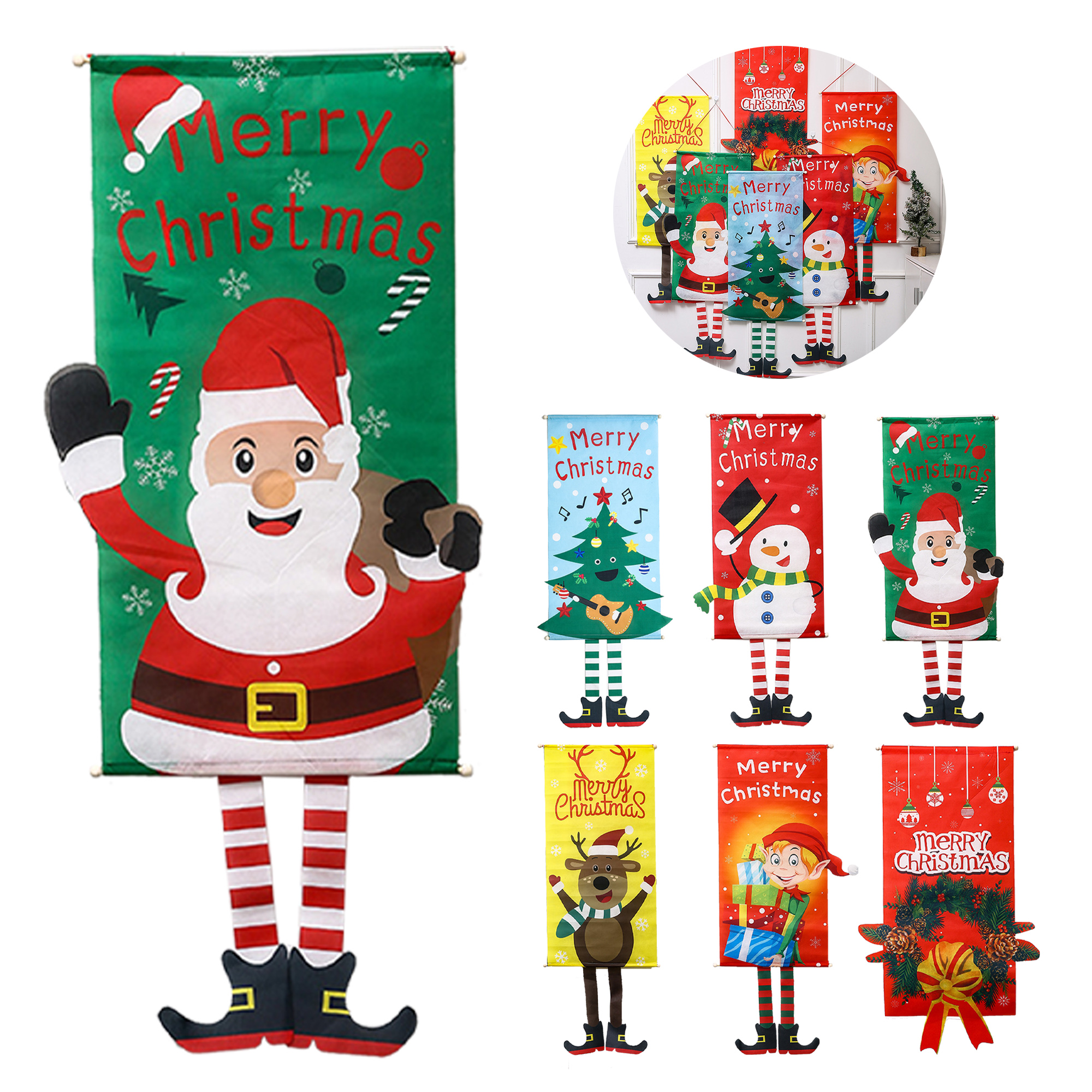 Cute Christmas Doors And Windows With Flags 1