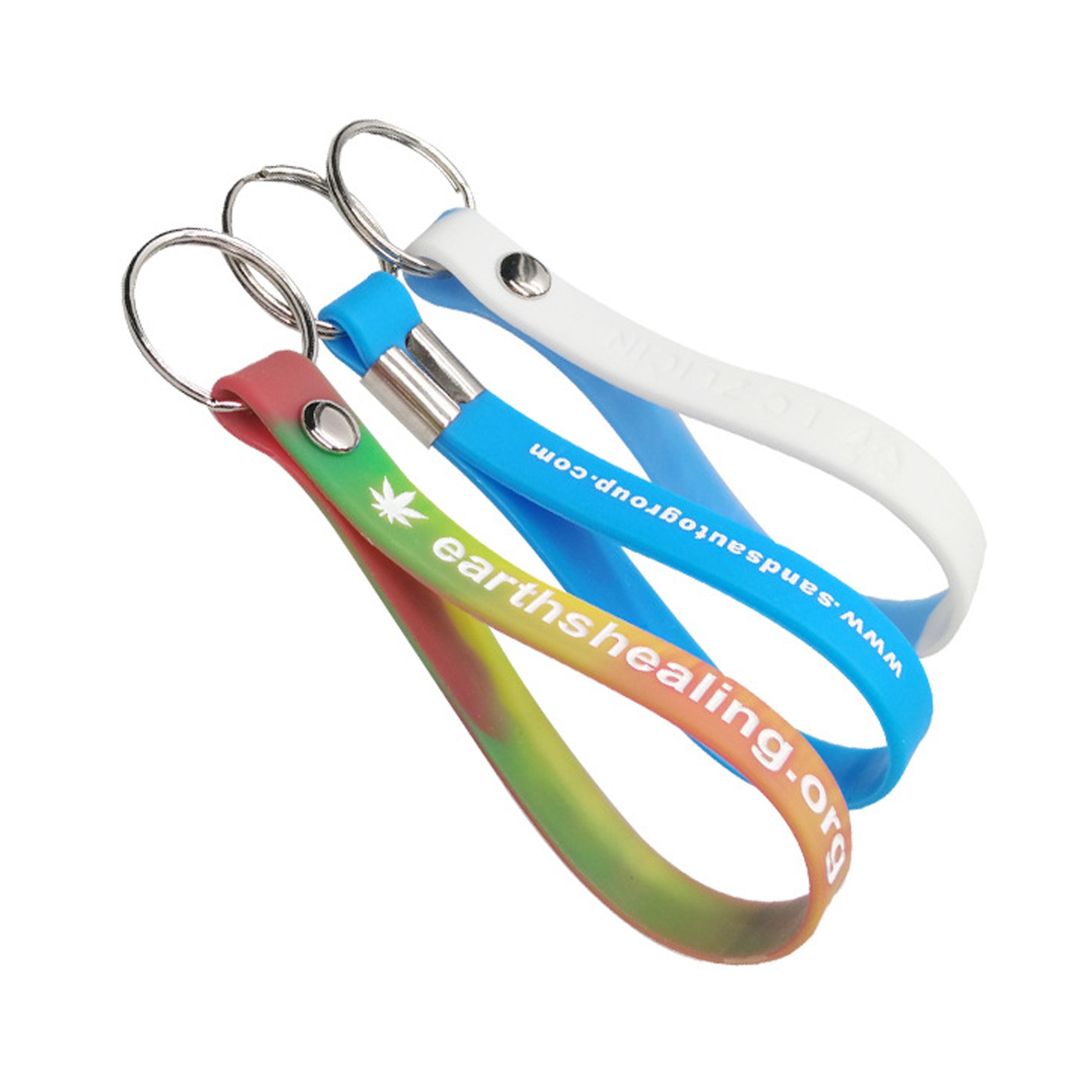 Screen Printed Silicone Wristband Keychain 2
