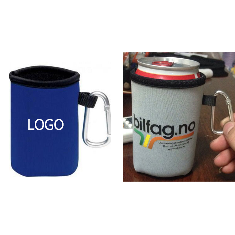 Neoprene Collapsible Can Cooler Sleeve With Carabiner 2