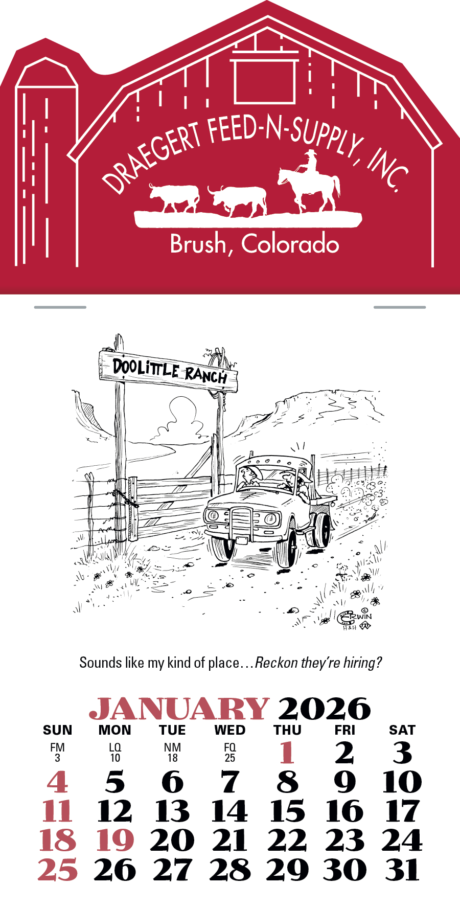 Press-N-Stick Cowboy Calendar