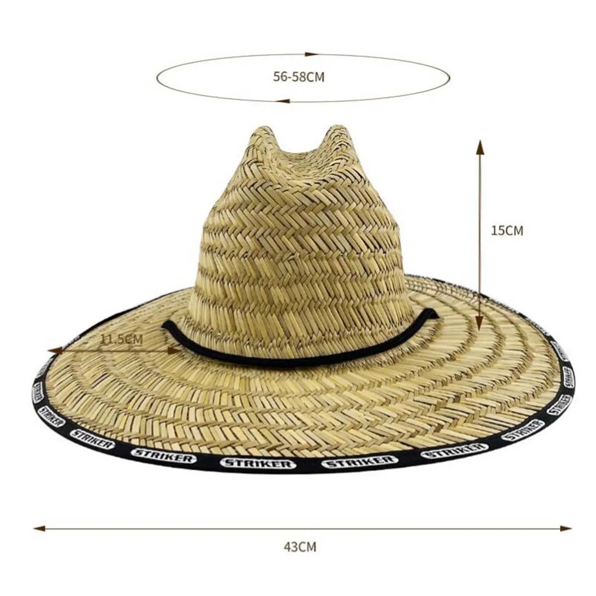 Summer Wide Brim Straw Woven Fisherman Hat With Woven Patch 5