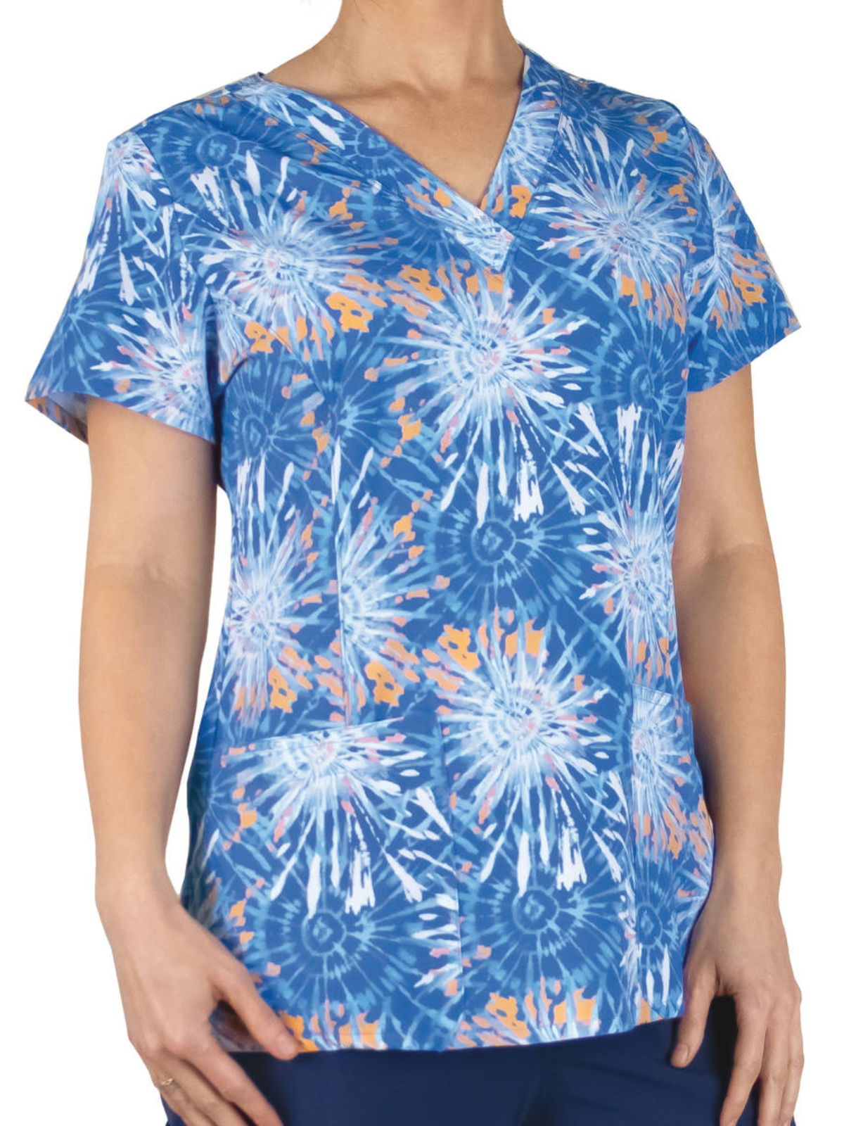ScrubJoy - ScrubJoy Originals - Women's Two-Pocket V-Neck Print Top 11