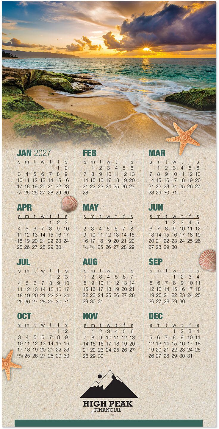 OCEAN SUNSET TRI-FOLD CALENDAR