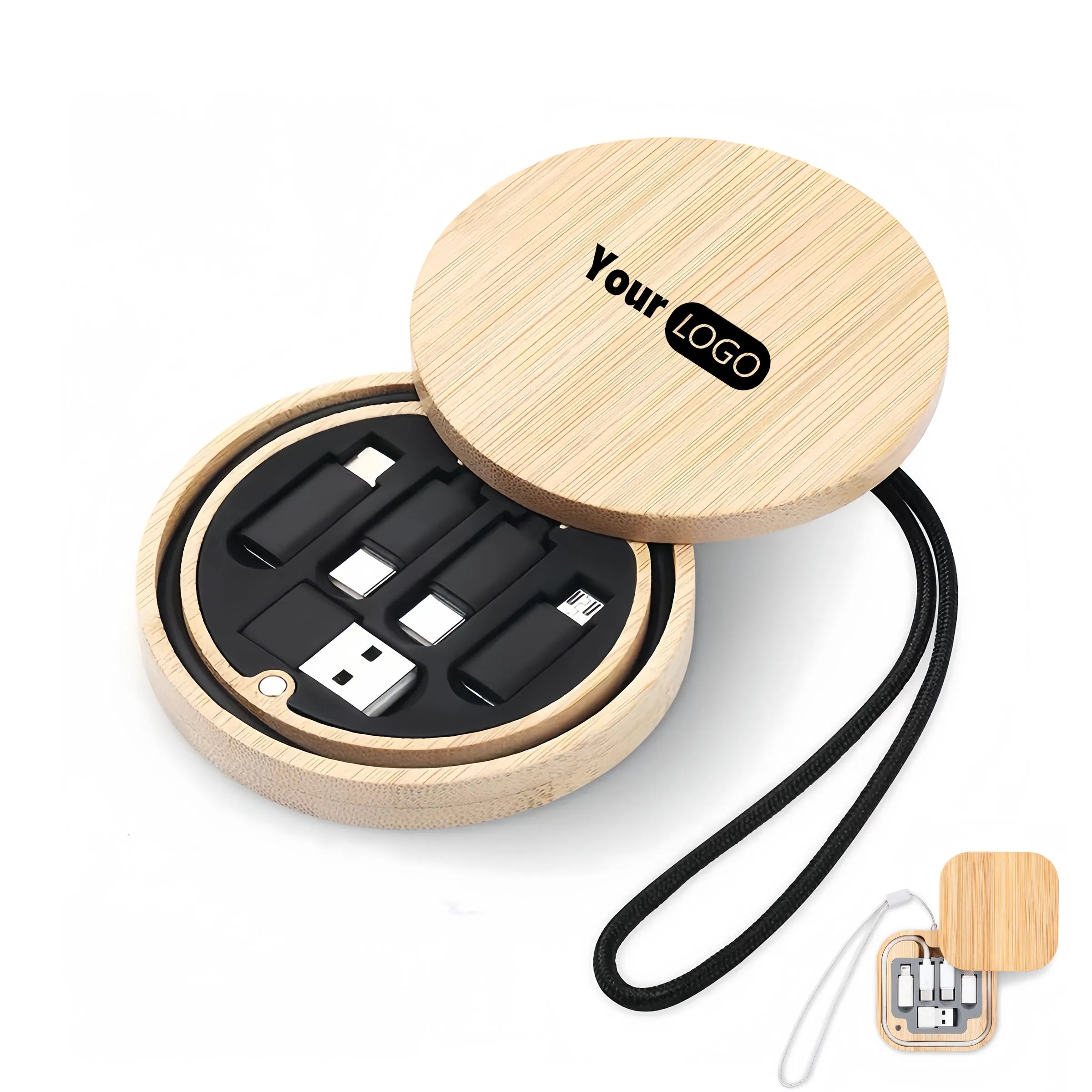 Wood Quick Charging Data Cable Storage Box 1