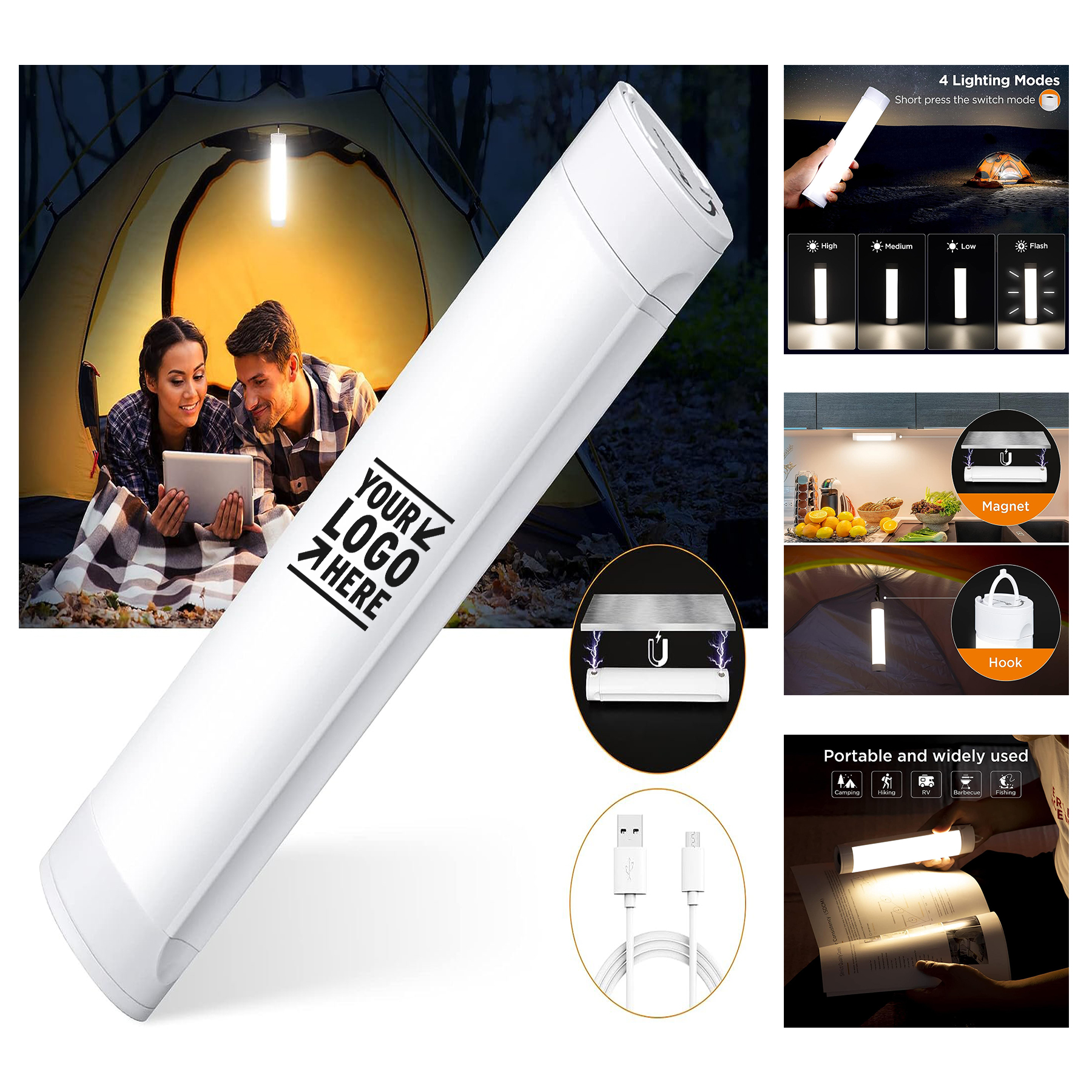 4000mAh Warm White 500LM Battery Powered USB Magnetic Base Rechargeable Camping Light