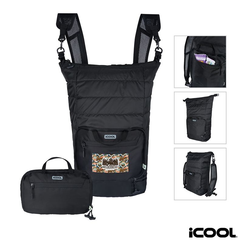 iCOOL® Rockvale Repreve® Packable Puffer 24-Can Backpack Cooler