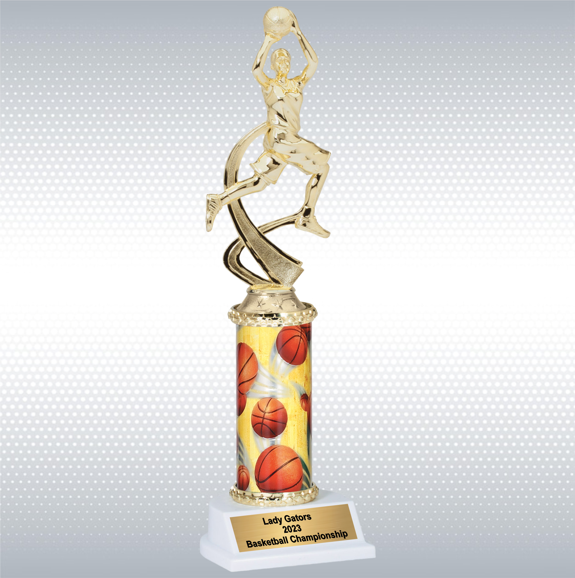 Assembled Female Basketball Trophy w/ White Base 2