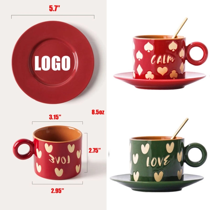 Custom Coffee Cup Set with Love heart 4
