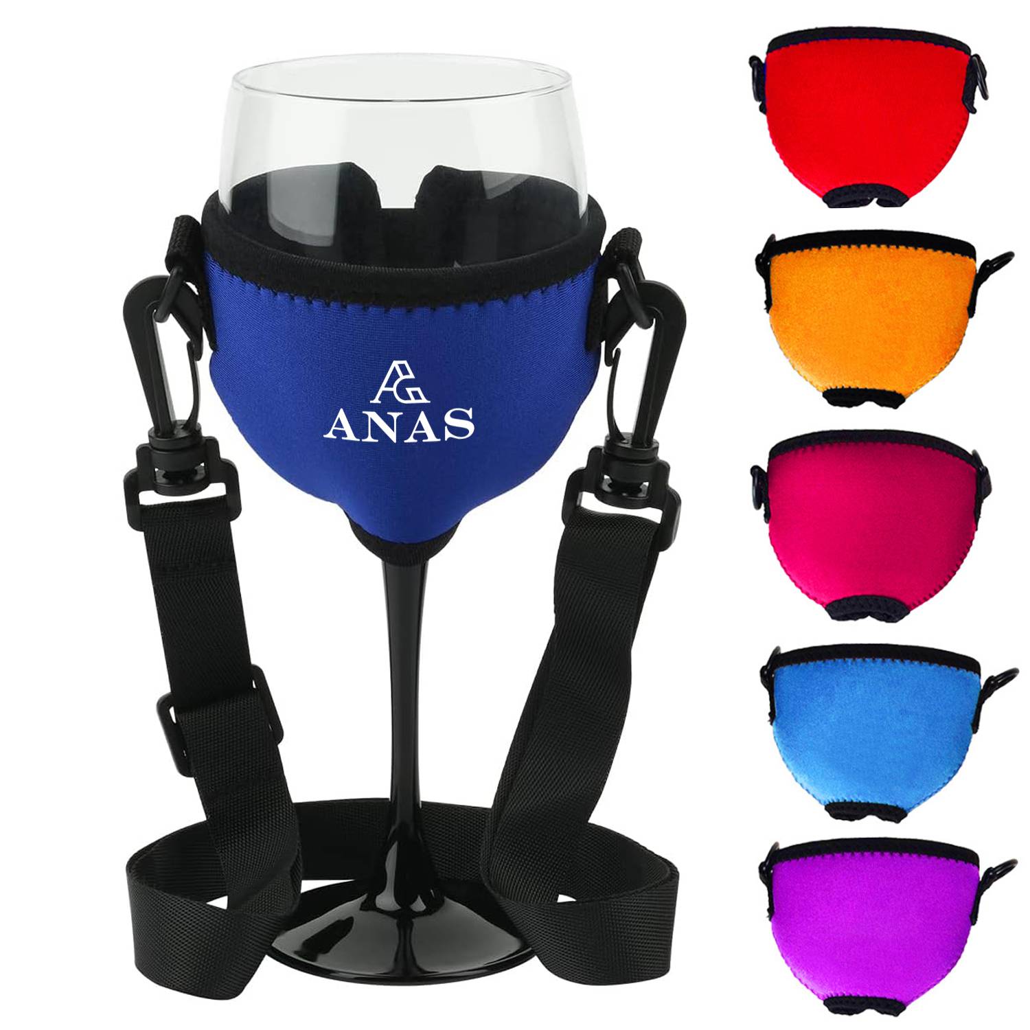 Wine Neoprene Sleeve with Adjustable Neck Strap 1