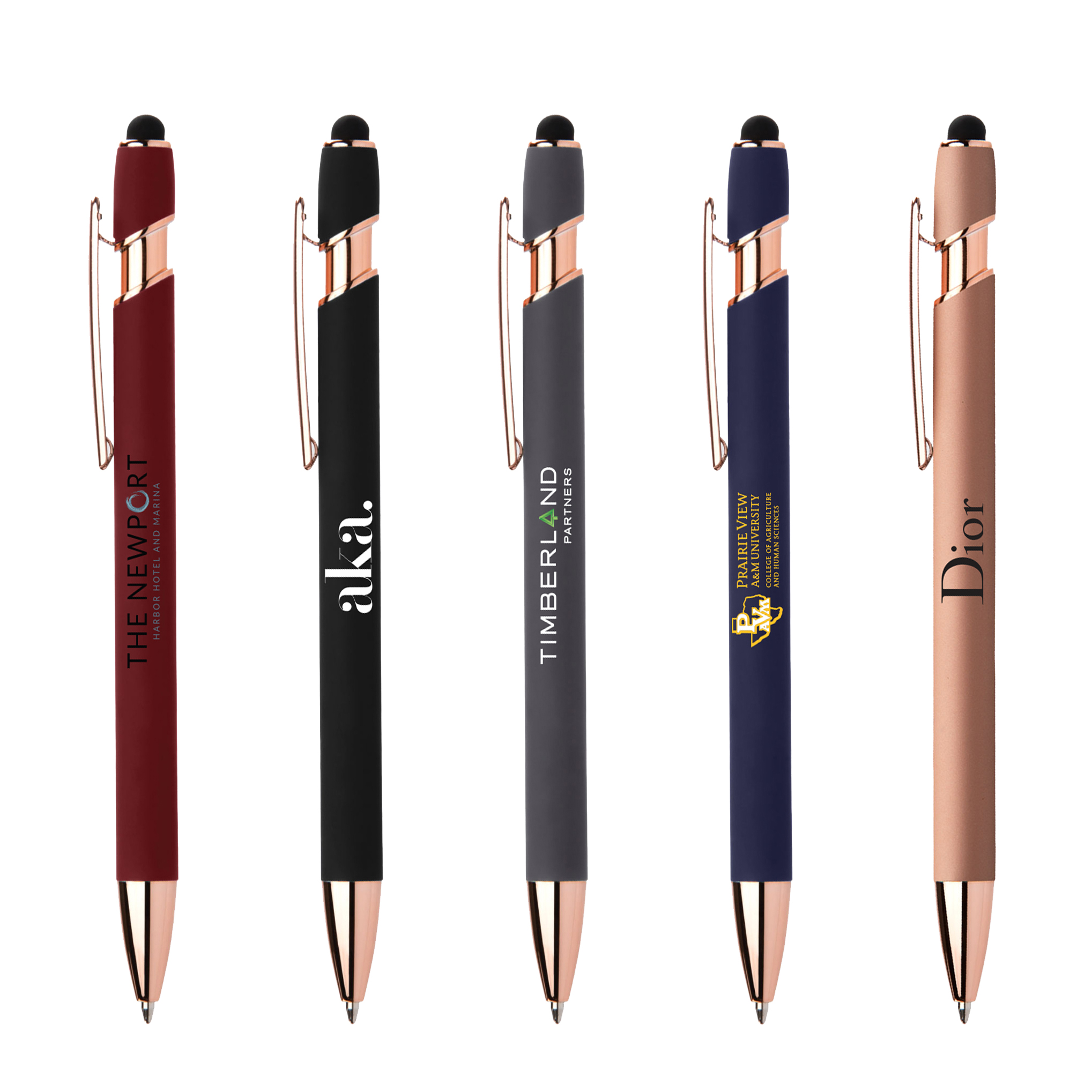 Stylus-4562 Ballpoint Soft Touch Pens with Rose Gold Trims 8