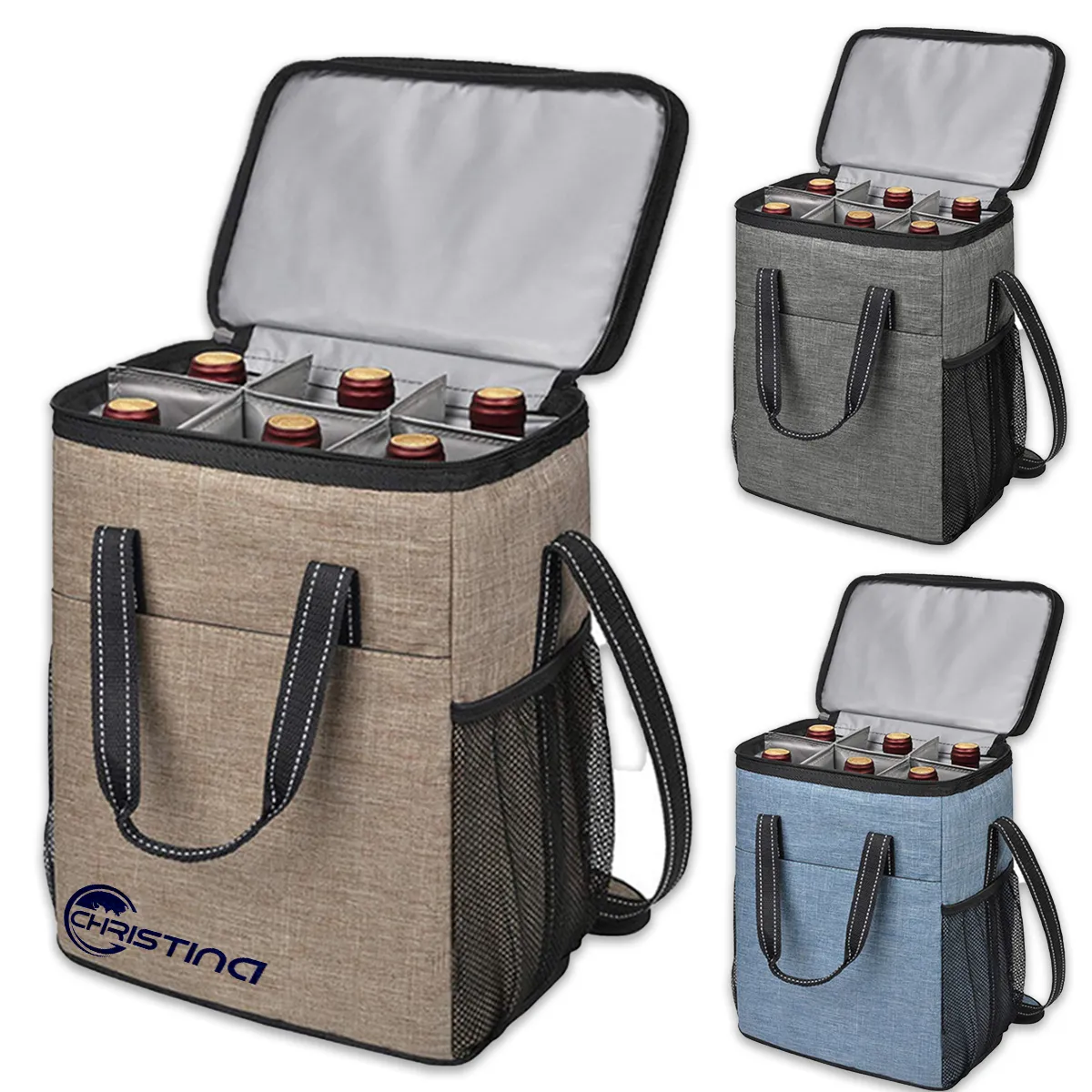 6 Bottle Insulated Leakproof Wine Cooler Carrier Tote Bag 4